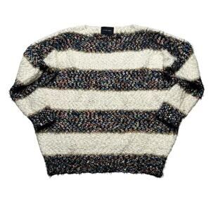 La Fee Verte Striped Boucle Knit Sweater Womens Small Multicolor Textured